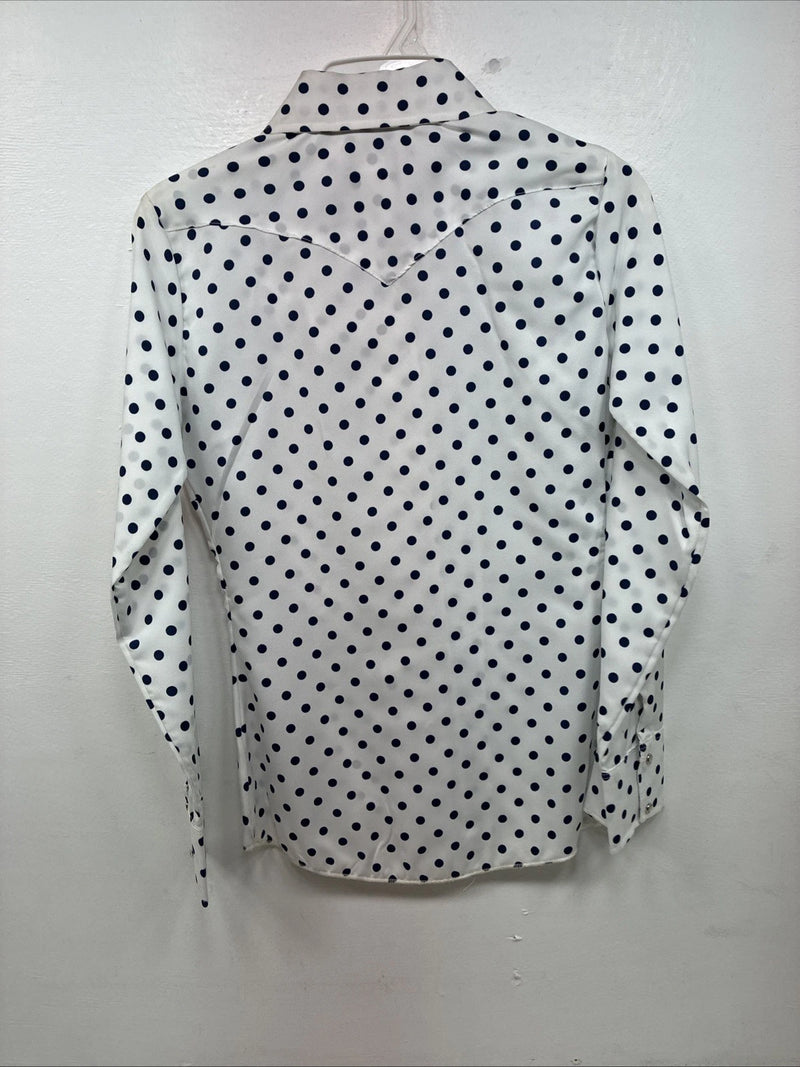 New Women’s Dickson Jenkins Blue Polkadot Long Sleeve Pearl Snap Size 30 MM-58