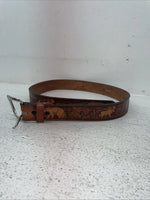 New Brown Genuine Leather Wildlife Tooled Belt 34” #6380 Z-7