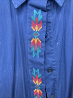 New Womens Wrangler Blue Designed Long Sleeve Button Up Large II-86