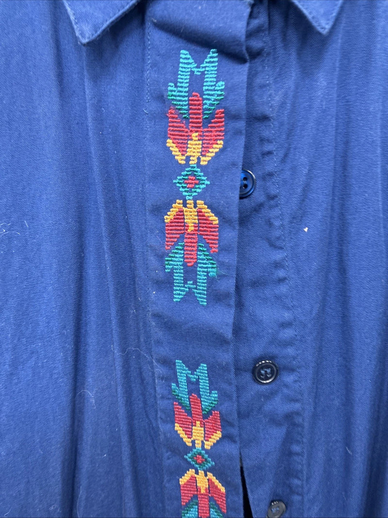 New Womens Wrangler Blue Designed Long Sleeve Button Up Large II-86