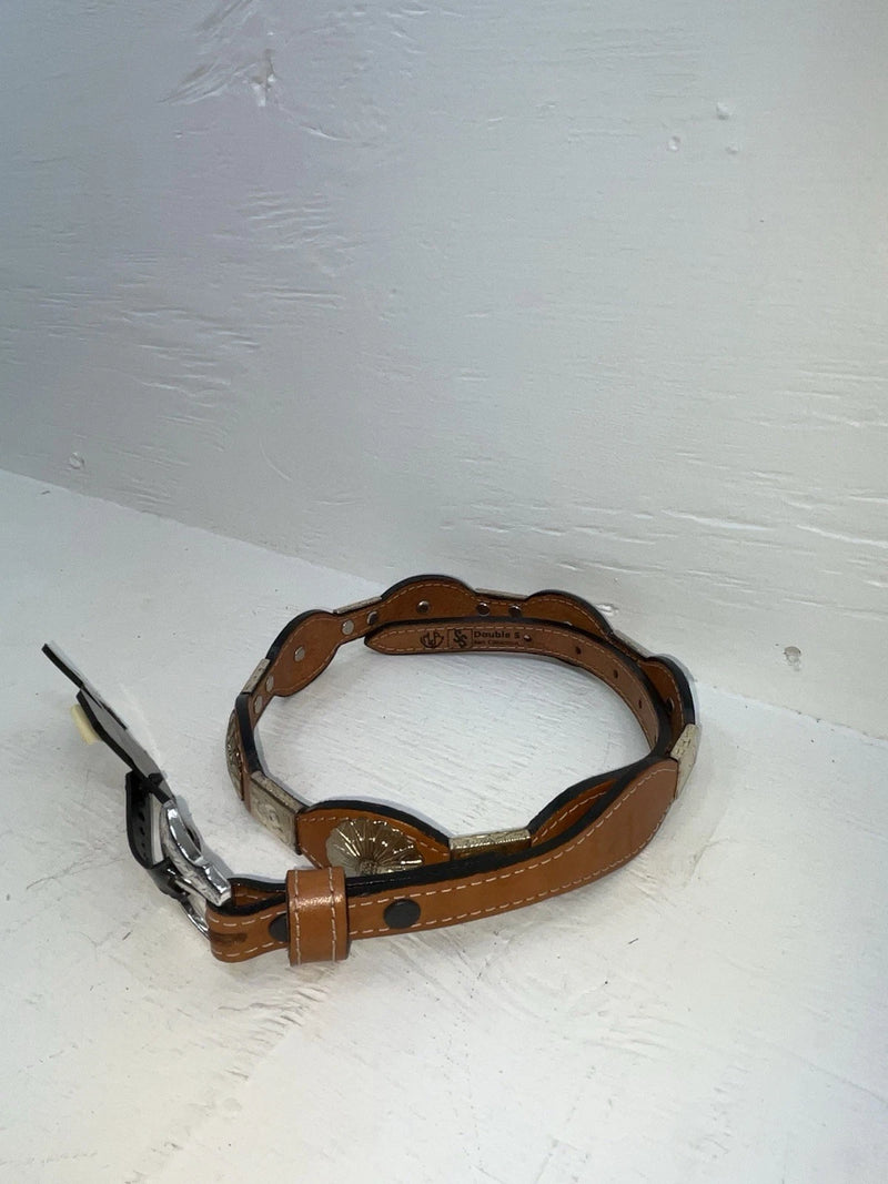 New Brown Genuine Leather Double S Gold Pendent 30” Belt #3211448 JJ-8