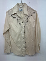 Me Women’s Dickson Jenkins Tan Stripe Long Sleeve Pearl Snap Size 34 KK-28