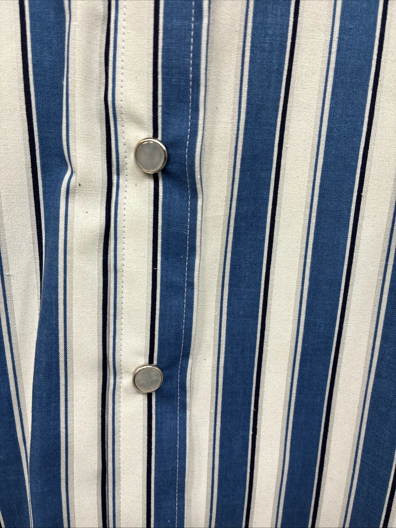 New Women’s H Bar C Blue Stripe Long Sleeve Pearl Snap Size 40 DD-20