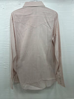 New Men’s ELY Cattleman Pink Stripe Long Sleeve Pearl Snap 16 Large V-111