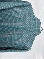 New Men’s White Horse Green Plaid Long Sleeve Pearl Snap Medium K-43