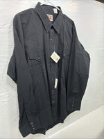 New Men’s ELY Cattleman Black Simple Long Sleeve Pearl Snap XL J-86