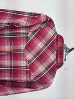 New Women’s Cumberland Pink Plaid Long Sleeve Pearl Snap XL GG-73
