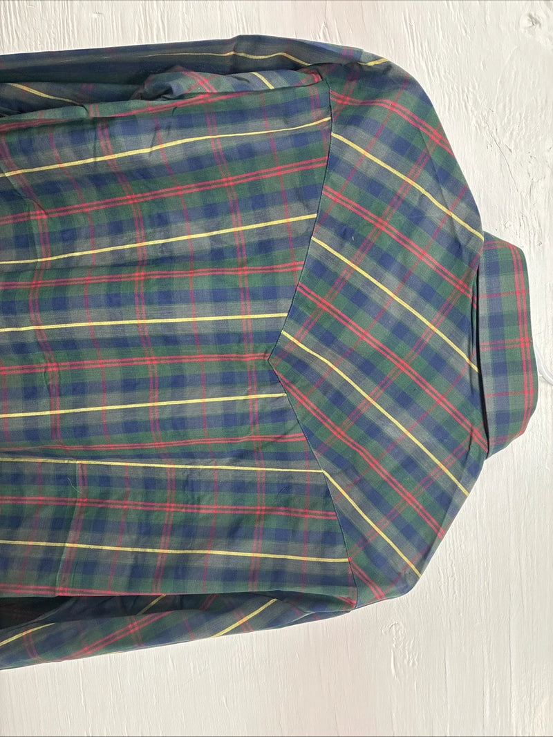 New Men’s ELY Plains Green Plaid Long Sleeve Pearl Snap 16.5 X 34 Large R-19