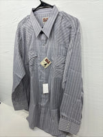 New Men’s ELY Cattleman Gray deigned Long Sleeve Pearl Snap 18 X 36 2XL F-74