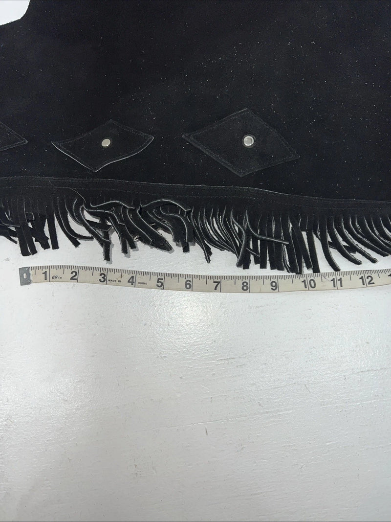 New Black ABetta Show Chaps With Fringe Adjustable Waist XL 46” L-33