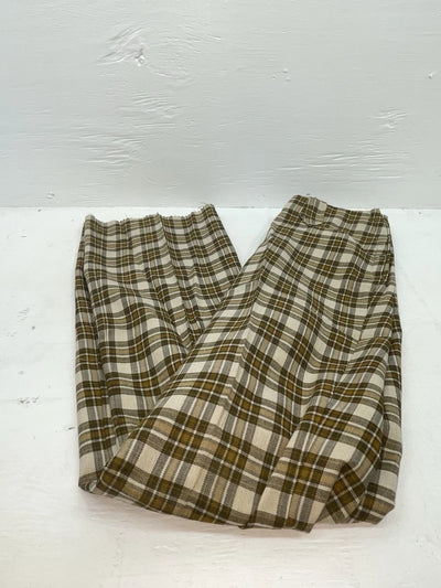 New Vintage Brown Plaid Ranch Polyester Pants SS-92