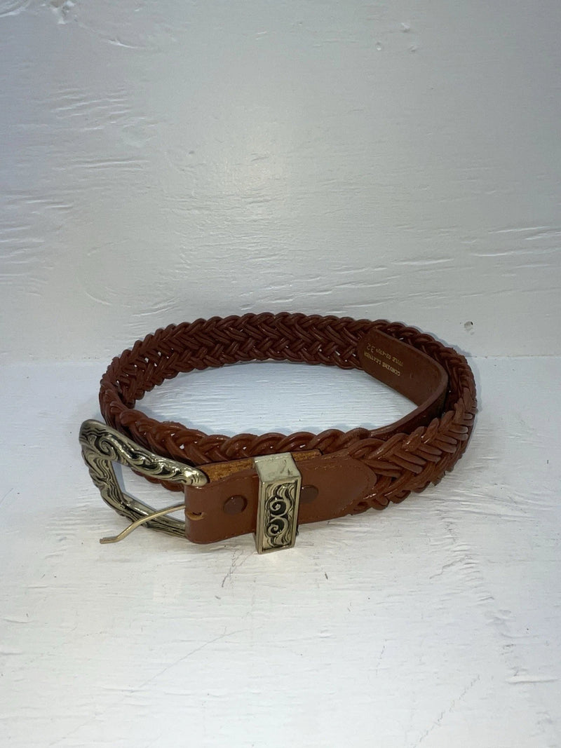 New Brown Genuine Leather Braided 32” Belt #02/4709 JJ-6