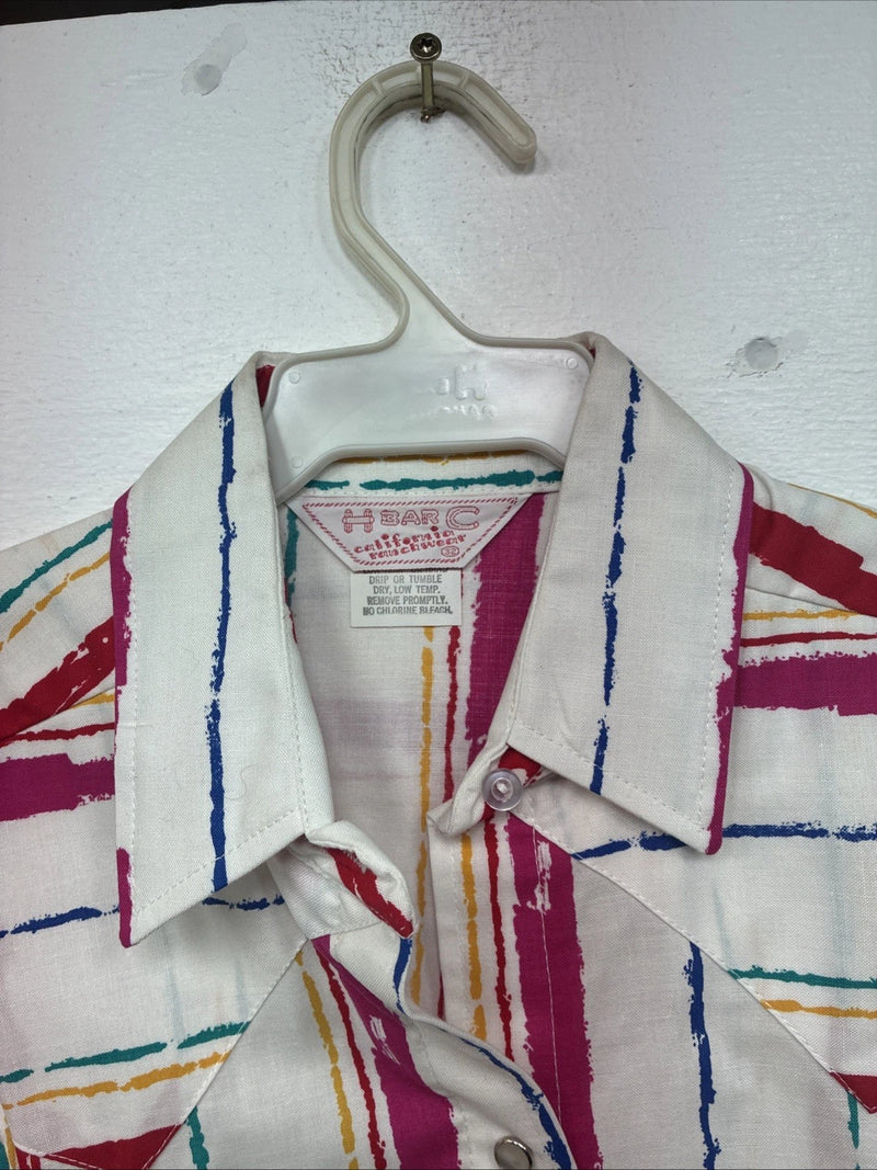 New Women’s H Bar C Multicolor Stripe Long Sleeve Pearl Snap Size 32 KK-41