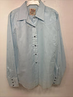 New Women’s H Bar C Blue Long Sleeve Pearl Snap Size 40 KK-5