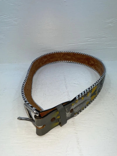 New Gray Genuine Leather Kentucky Weaved And Tooled 30” Belt #82004 JJ-127