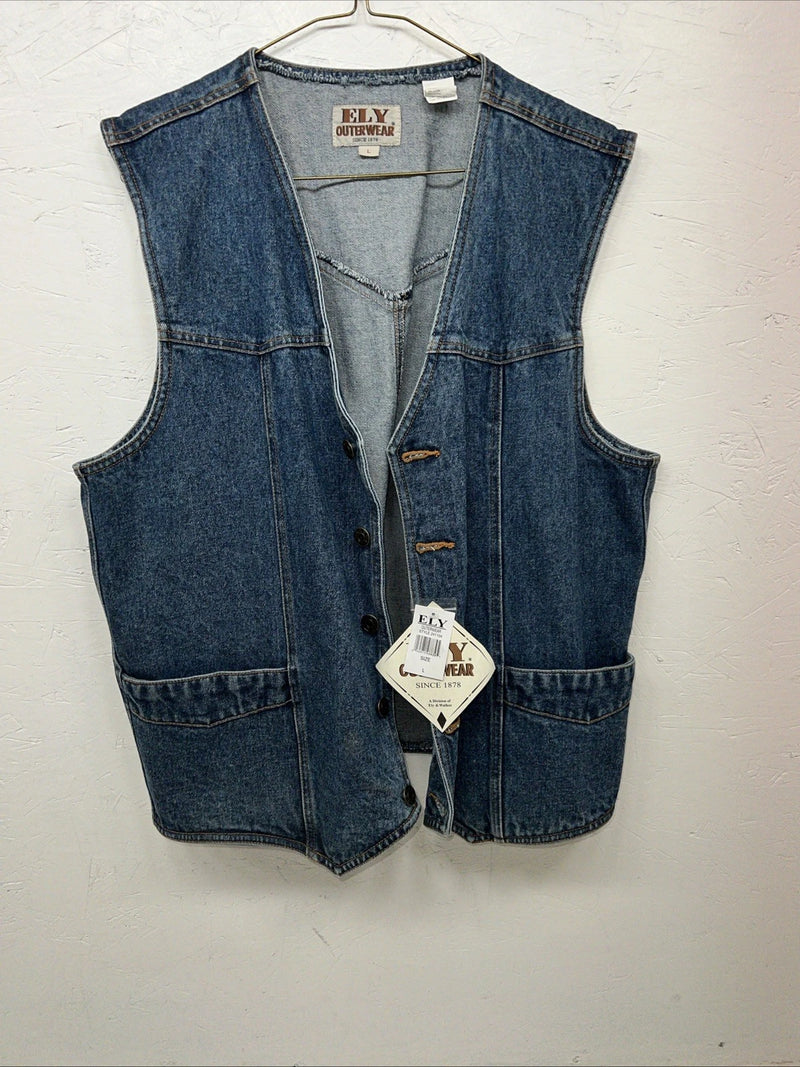 New Mens ELY Cattleman Jean Jacket Tank top Large #241104 QQ-11