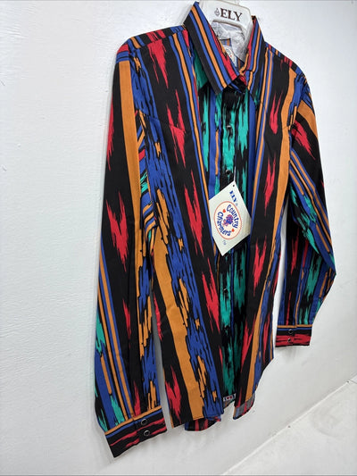 New Women’s Country Charmer Multicolor Design Long Sleeev Pearl Snap Large MM-73