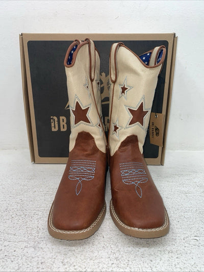 New Youth Brown DBL Barrel Cowboy Boots. 4471402 4.5 4 1/2. 22-115