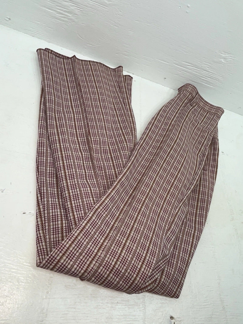 New Vintage Red Checkered Panhandle Slim Polyester Pants #8072 VV-107
