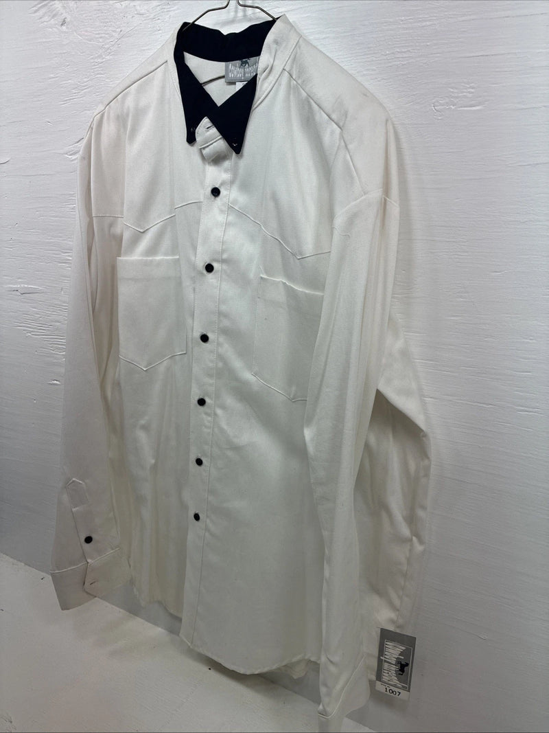 New Men’s Cowboy Threads White Black Long Sleeve Button Up Large V-98