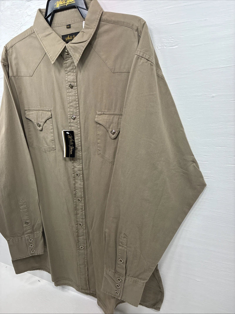 New Men’s White Horse Siege Color Long Sleeve Pearl Snap 2XL H-52
