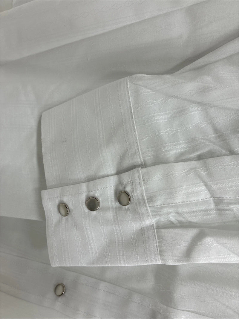 New Men’s ELY Cattleman White Deigned Long Sleeve Pearl Snap 20.5 4XL X-108