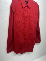 New Men’s Red Western Express Pearl Snap Long Sleeve Shirt. Medium I-37