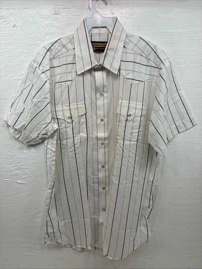 New Men’s Panhandle Slim White Stripe Short Sleeve Pearl Snap 16.5 Large CC-6