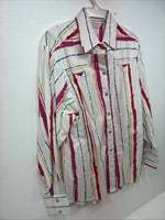 New Women’s H Bar C Multicolor Stripe Long Sleeve Pearl Snap Size 32 KK-41