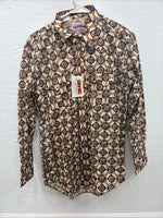 New Men’s Denver Westerns Brown Long Sleeve Pearl Snap 15 X 32 Medoum K-84