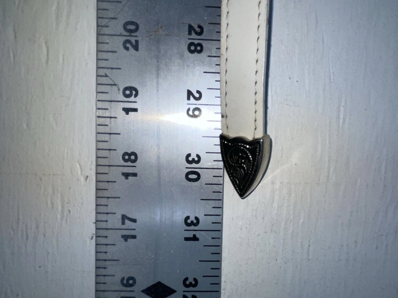 New White Genuine Leather Acme Silver Pendent 24” Belt #AB441 NN-41