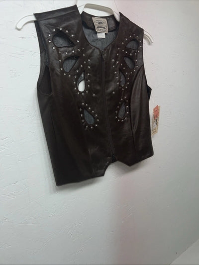New Women’s Brown 1849 Authentic Ranchwear Show Vest XS G-609