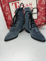 New Children’s Blue Denim Lace Up Cowboy Texas Brand Boots. 9 D. 24-41