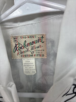 New Kids Rockmount White Black Design Short Sleeve Pearl Snap Size 32 CC-103