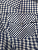 New Women’s Dickson Jenkins Blue Checker Long Sleeve Pearl Snap Size 34 GG-5