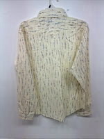 New Women’s White horse Yellow Floral Long Sleeve Pearl Snap Large GG-86