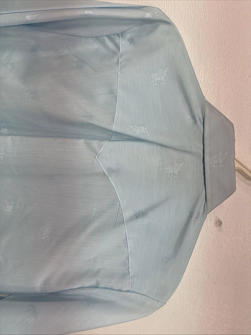 New Women’s H Bar C Blue Design Long Sleeve Pearl Snap Size 32 KK-103