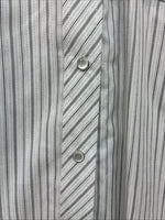 New Women’s White Horse Gray Stripe Long Sleeve Pearl Snap Small DD-117