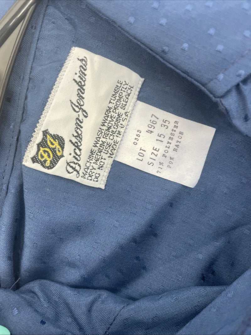 New Men’s Dickson Genkins Blue Long Sleeve Preal Snap 15 X 35 Medium B-125