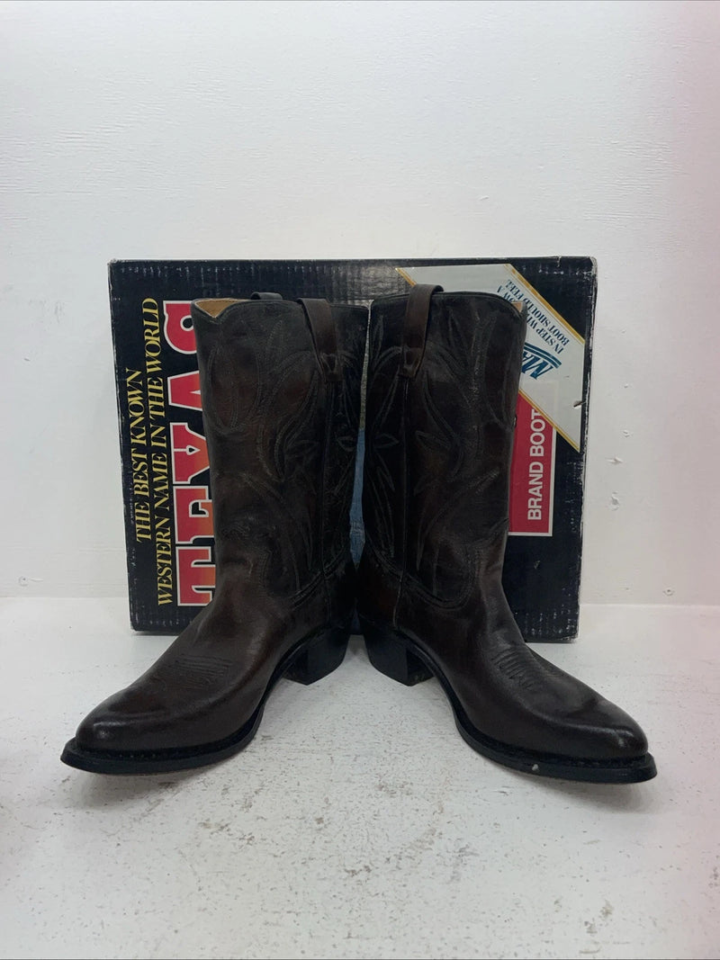 New Men’s Brown Texas Brand Cowboy Boots. 6611 10.5 10 1/2 D. 7-92