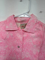 New Women’s Tem Tex Pink Floral Short Sleeve Pearl Snap Size 10 KK-53