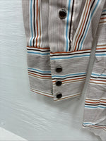 New Men’s Tem Tex Multicolor Stripe Long Sleeve Pearl Snap 14.5 X 33 Small V-8