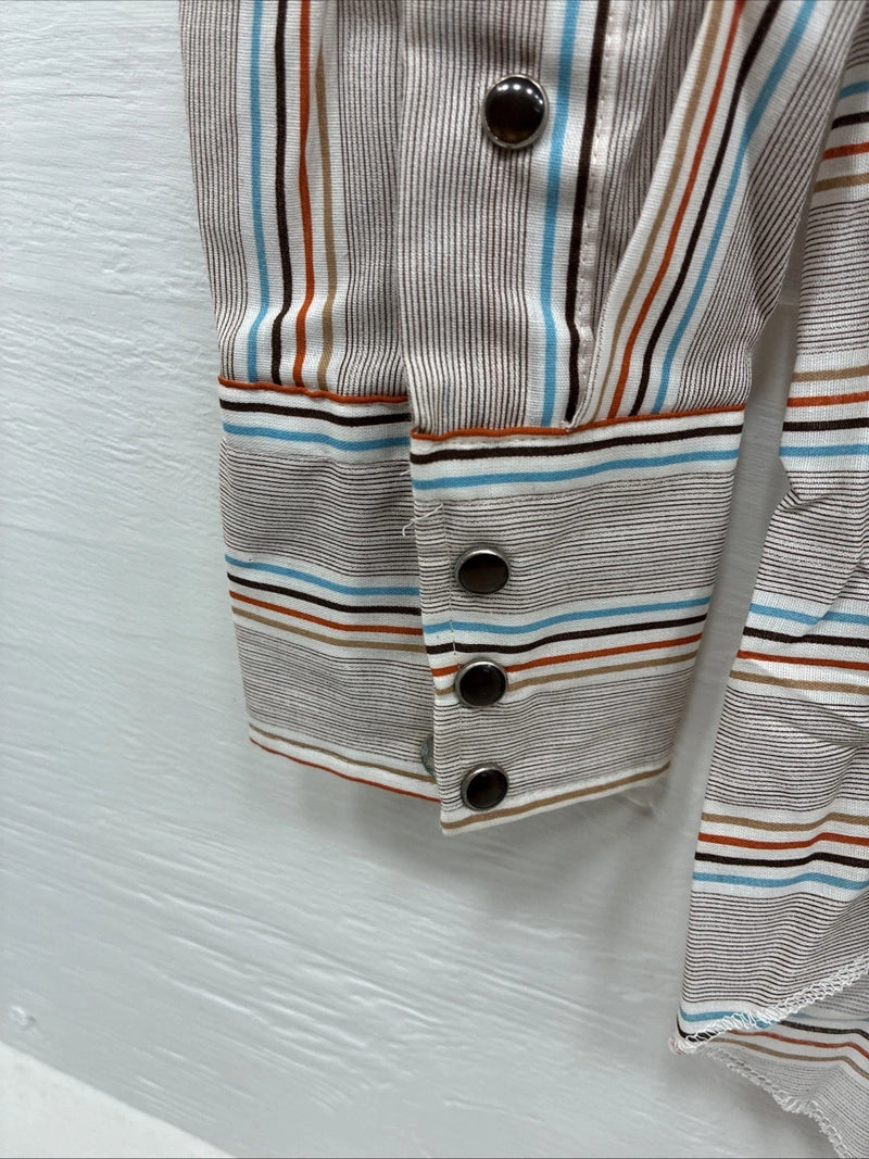New Men’s Tem Tex Multicolor Stripe Long Sleeve Pearl Snap 14.5 X 33 Small V-8