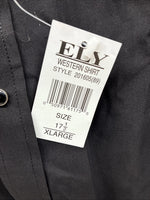 New Men’s ELY Cattleman Western Black Short Sleeve Pearl Snap 17.5 XL R-61