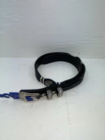 New Black Genuine Leather 3D Silver Pendent And Tooled 32” Belt #2030 JJ-4
