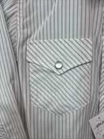 New Kids White Horse Gray Stripe Long Sleeve Pearl Snap Small DD-129