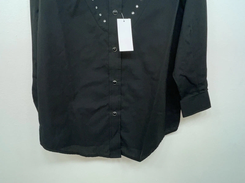 New Women’s Black White House Long Sleeve Button Up Shirt M #94770 3B-92