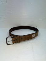 New Brown Genuine Leather 3D Pendent And Weaved 28” Belt #3502 JJ-57