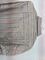 New Men’s Tem Tex Brown Stripe Long Sleeve Pearl Snap 16.5 X 33 Large V-24