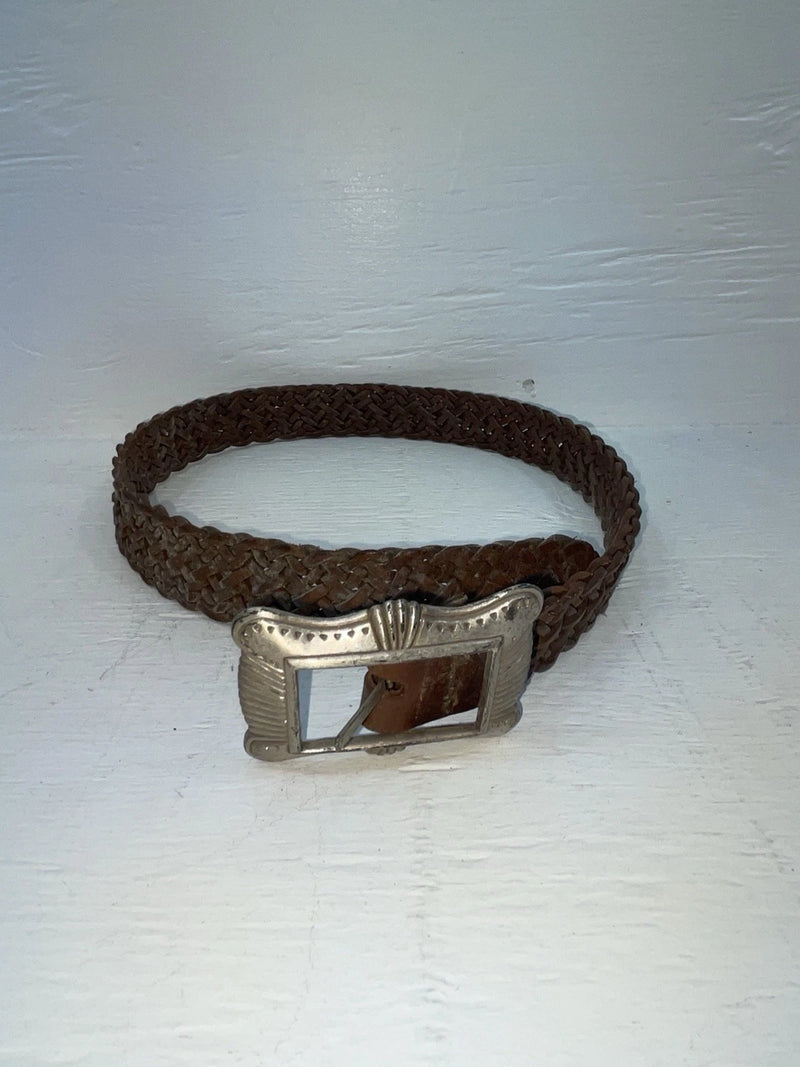 New Brown Genuine Leather Braided 26” Belt JJ-111